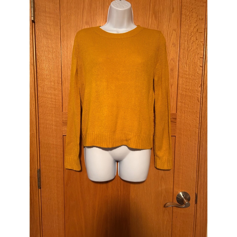 H&M Divided Mustard Yellow Crewneck Knit Long Sleeve Sweater Women Size Small